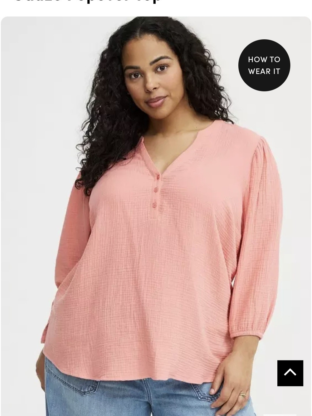 Women’s V-Neck Button Peasant Top — Pink